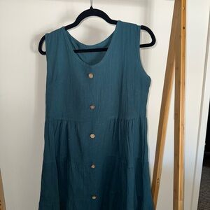 Blue Sleeveless Scoop Neck Mini Sundress